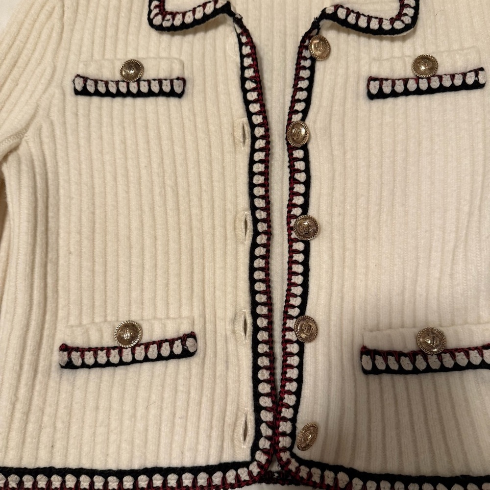 Maje Contrasting Rib Cropped Cardigan - Picture 4 of 8